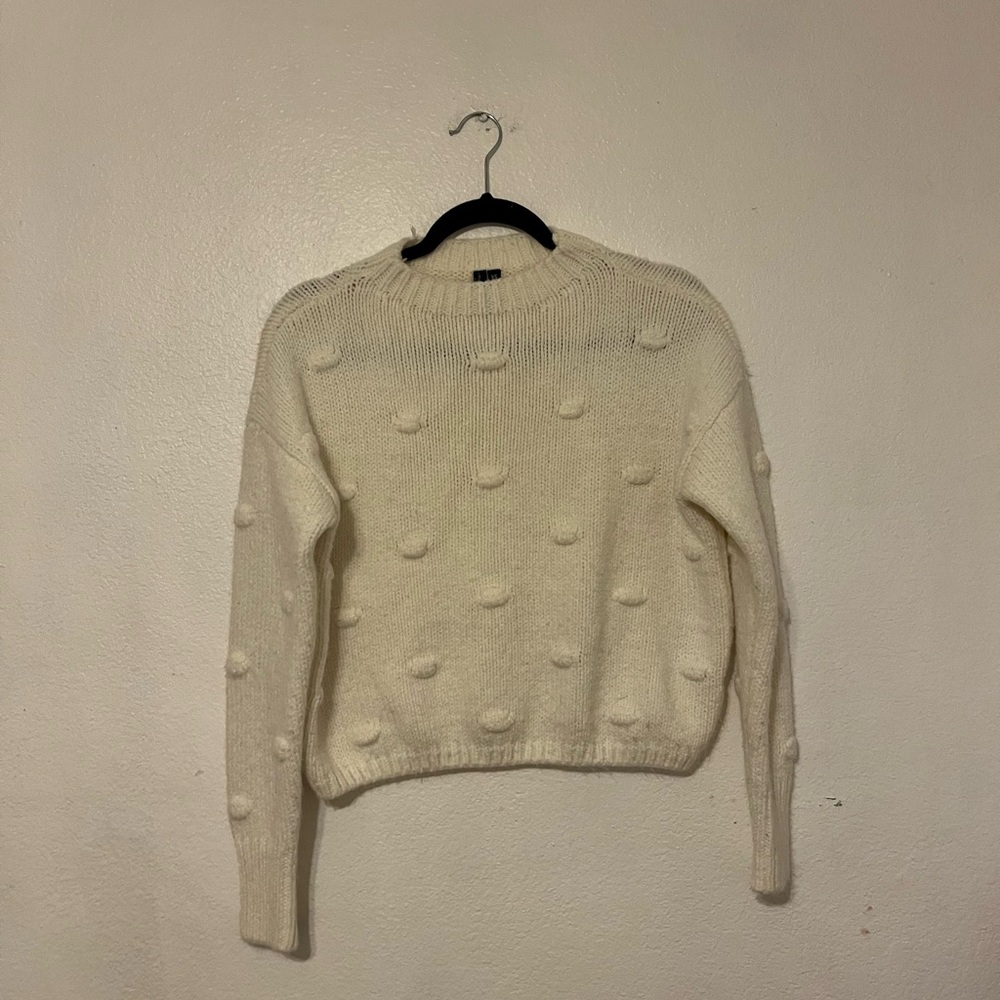 Moon & Madison Cream Textured Crew Neck Sweater